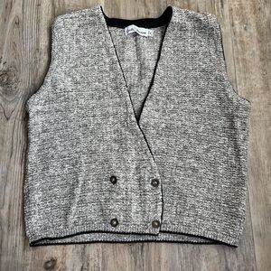 Croft and Barrow Sweater Vest M Gray Button Vintage 90s